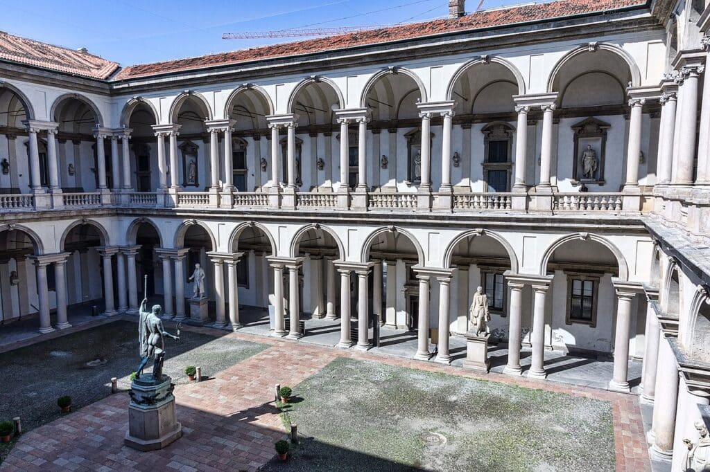 La cour intérieure de la pinacothèque de Brera, Milan
