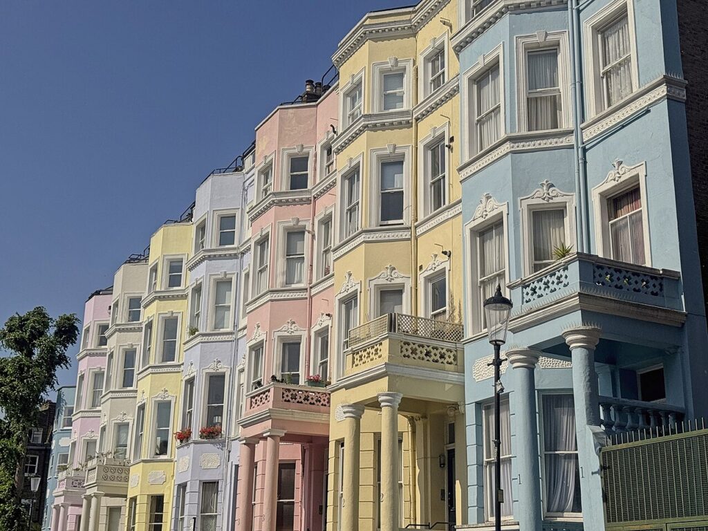 Maisons colorées de Notting Hill, Londres