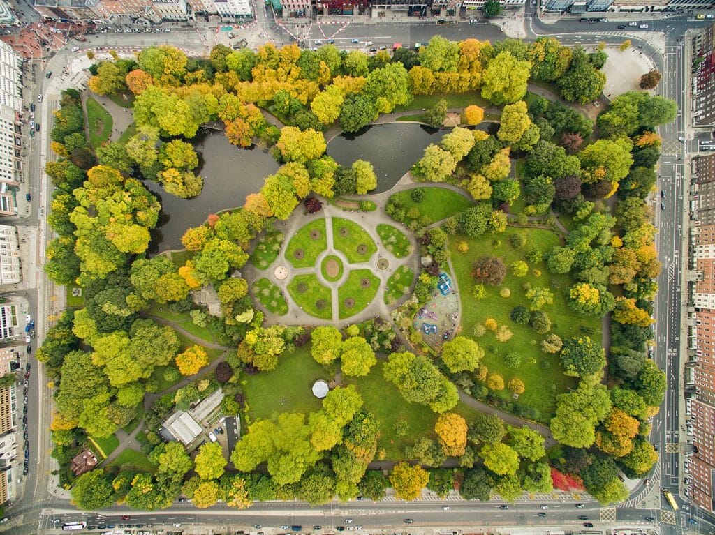 St Stephen's Green park from above, Dublin