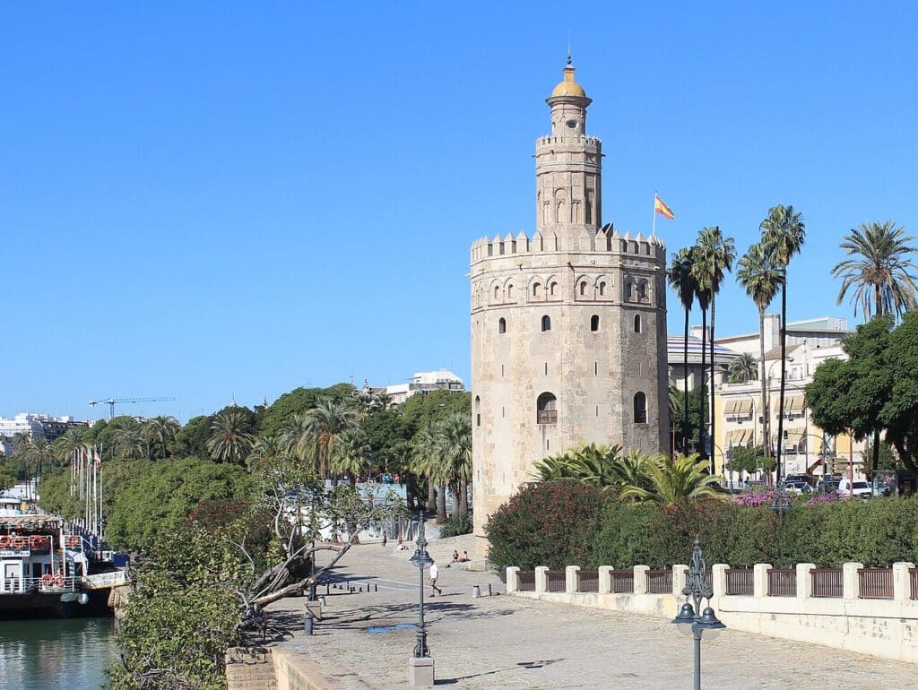 The Torre del Oro on the banks of the Guadalquivir, Seville